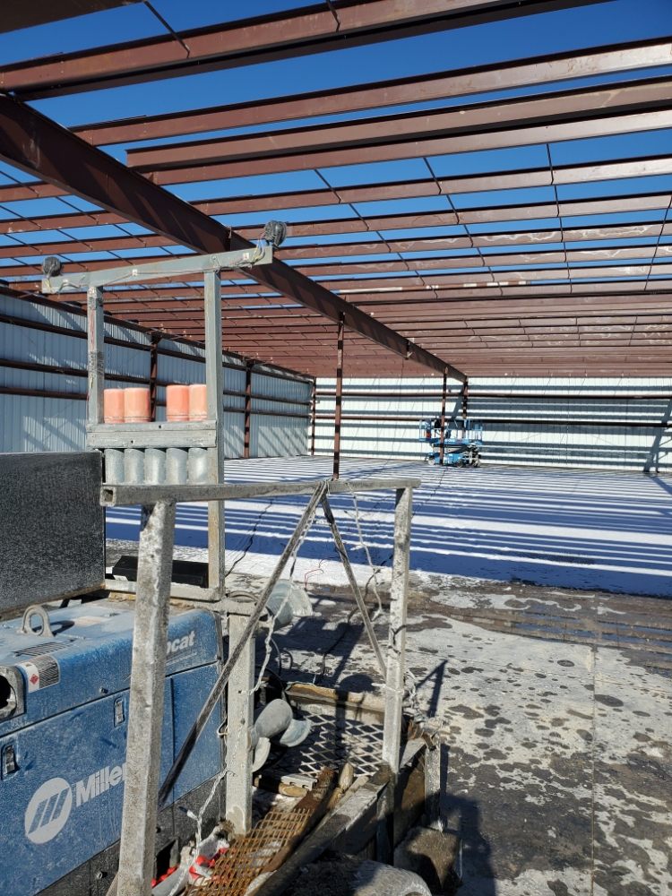 Structural welding on a steel frame building
